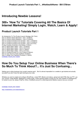 Product Launch Tutorials Part 1... #HottiesAtHome - Bill O'Brien