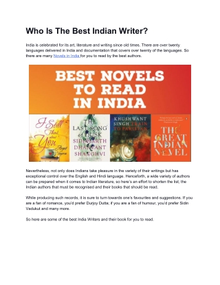 Who Is The Best Indian Writer?
