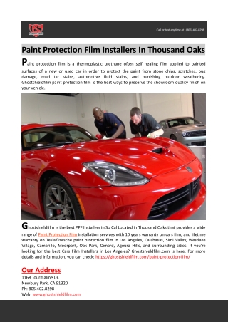 Paint Protection Film Installers In Thousand Oaks