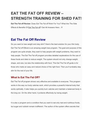 Eat The Fat off Review - Strength training For Fat Loss