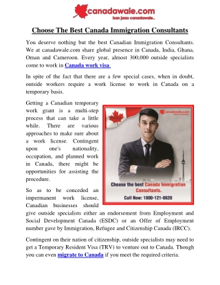 Choose The Best Canada Immigration Consultants