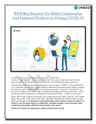 WFH Best Practices For Better Collaboration And Enhanced Productivity During COVID-19