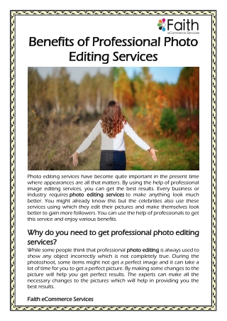 Benefits of Professional Photo Editing Services