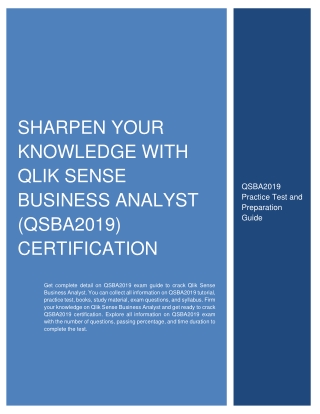 Sharpen Your Knowledge with Qlik Sense Business Analyst (QSBA2019) Certification