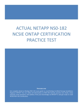 Actual NetApp NS0-182 NCSIE ONTAP Certification Practice Test