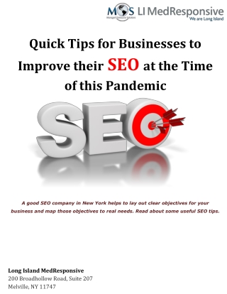 Quick Tips for Businesses to Improve their SEO at the Time of this Pandemic