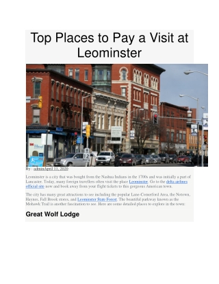 Top Places to Pay a Visit at Leominster