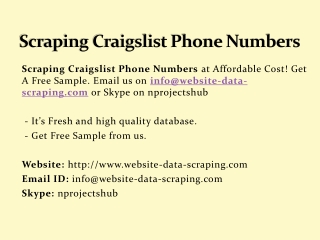 Scraping Craigslist Phone Numbers