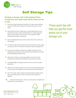 Self Storage Tips - By Right Space Self Storage LLC - Dubai