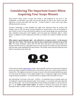 Considering The Important Issues When Acquiring Your Scope Mounts