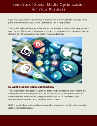 Benefits of Social Media Optimization for Your Business