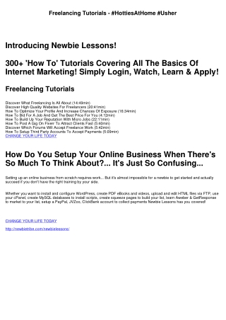 Freelancing Tutorials - #HottiesAtHome #Usher