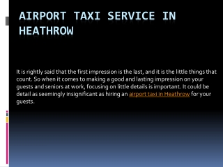 Airport Taxi Service in Heathrow