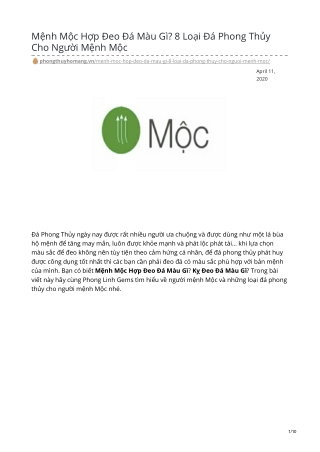 Mệnh Mộc Hợp Đeo Đá Màu Gì? 8 Loại Đá Phong Thủy Cho Người Mệnh Mộc