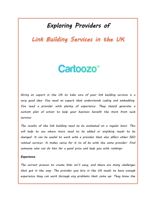 Exploring Providers of Link Building Services in the UK