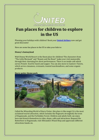 Fun places for children to explore in the US