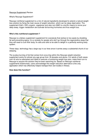 Resurge Supplement Review
