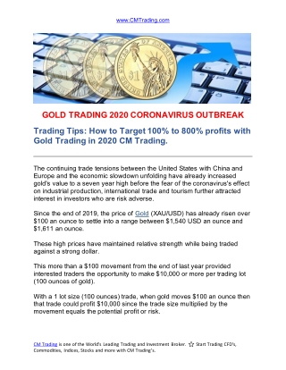 GOLD TRADING 2020 CORONAVIRUS OUTBREAK