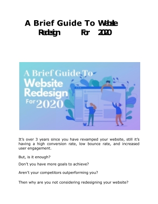 A Brief Guide To Website Redesign For 2020