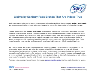 Claims by Sanitary Pads Brands That Are Indeed True