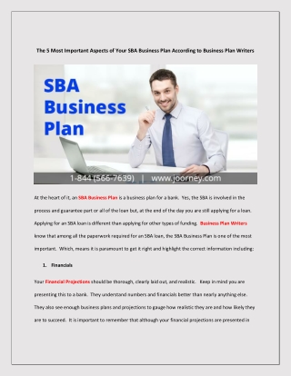 The 5 Most Important Aspects of Your SBA Business Plan According to Business Plan Writers