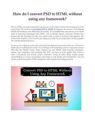 How do I convert PSD to HTML without using any framework?