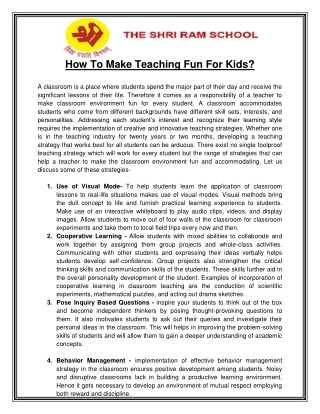How To Make Teaching Fun For Kids?