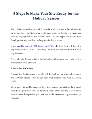 5 Steps to Make Your Site Ready for the Holiday Season