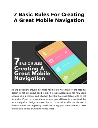 7 Basic Rules For Creating A Great Mobile Navigation