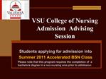 VSU College of Nursing Admission Advising Session