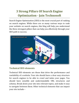 Strong Pillars Of Search Engine Optimization - Jain Technosoft