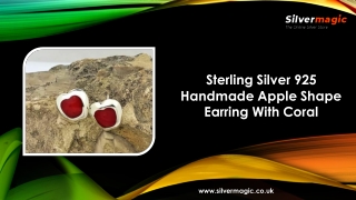Sterling Silver 925 Handmade Apple Shape Earring With Coral
