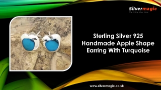 Sterling Silver 925 Handmade Apple Shape Earring With Turquoise