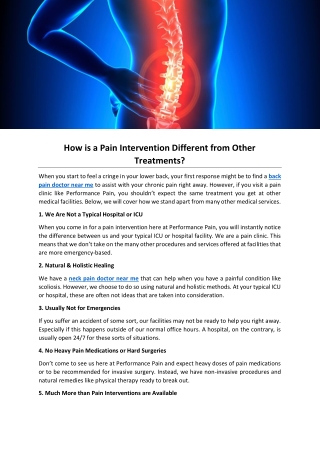 How is a Pain Intervention Different from Other Treatments?