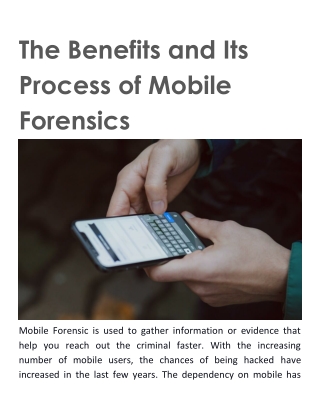 The Benefits and Process of Mobile Forensics