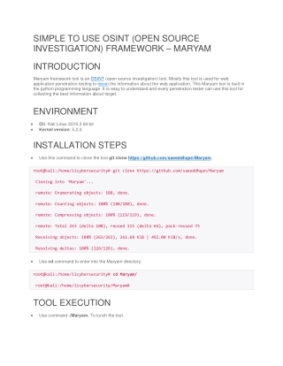 SIMPLE TO USE OSINT (OPEN SOURCE INVESTIGATION) FRAMEWORK – MARYAM