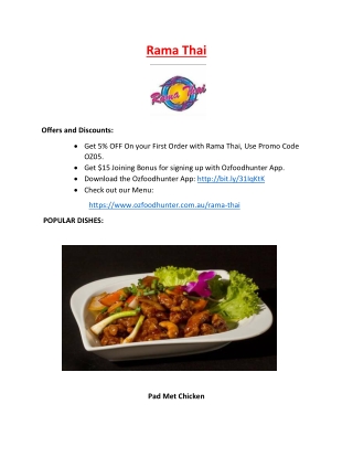5% Off - Rama Thai Menu - Thai restaurant Camberwell, Vic
