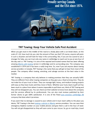 TNT Towing: Keep Your Vehicle Safe Post Accident