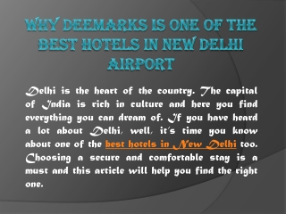 Why Deemarks is one of the best hotels in New Delhi Airport