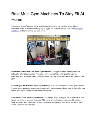 Best Multi Gym Machines To Stay Fit At Home