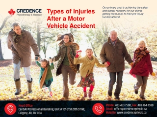 Types of injuries after a motor vehicle accident- Credencephysio