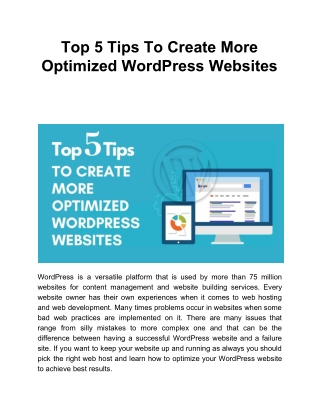 Top 5 Tips To Create More Optimized WordPress Websites