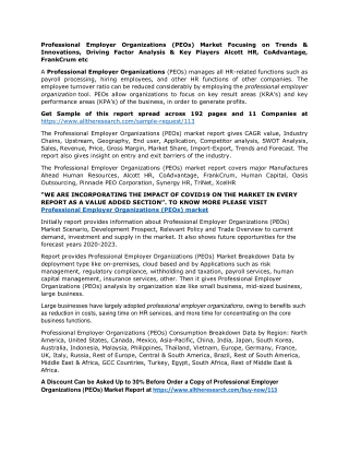 Professional Employer Organizations (PEOs) Market Focusing on Trends & Innovations, Driving Factor Analysis & Key Player