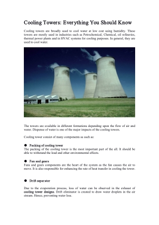 Cooling Towers: Everything You Should Know