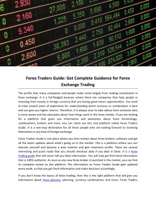 Forex Traders Guide: Get Complete Guidance for Forex Exchange Trading