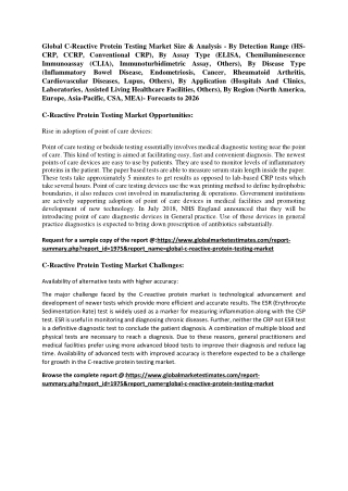 Global C-Reactive Protein Testing Market Size & Analysis - Forecasts To 2026