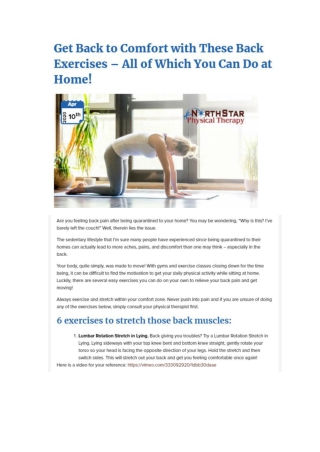 Get Back to Comfort with These Back Exercises – All of Which You Can Do at Home!!!