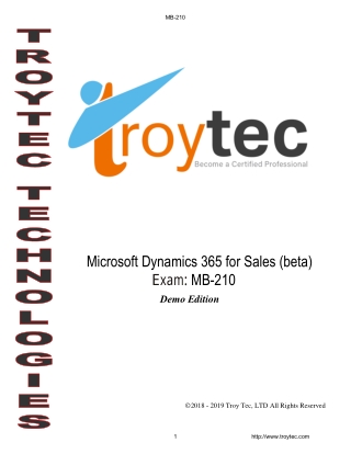Microsoft Dynamics 365 for Sales Exam Mb 210 Preparation
