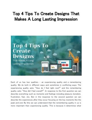 Top 4 Tips To Create Designs That Makes A Long Lasting Impression