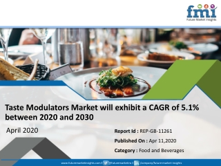 Global Taste Modulators Market Projected to Witness a Measurable Downturn; COVID-19 Outbreak Remains a Threat to Growth